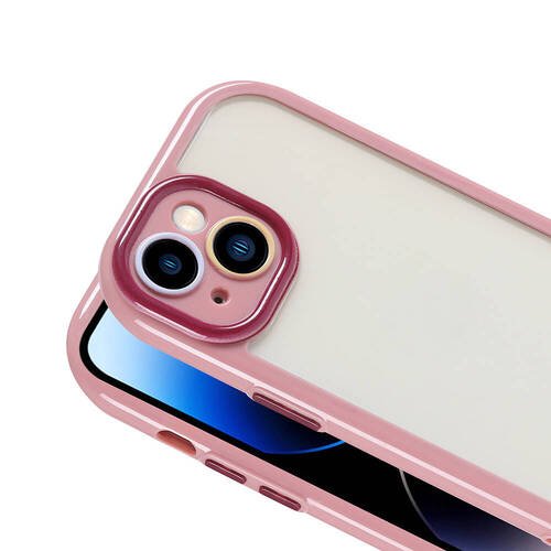 iPhone 14 Kılıf Kamera Korumalı Renkli Kenar ve Çerçeve Tasarımlı Ahenk Kapak