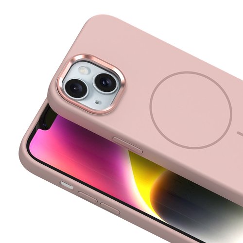 iPhone 14 Kılıf MagSafe Şarj Özellikli Metal Kamera Çerçeveli Edi Silikon Kapak