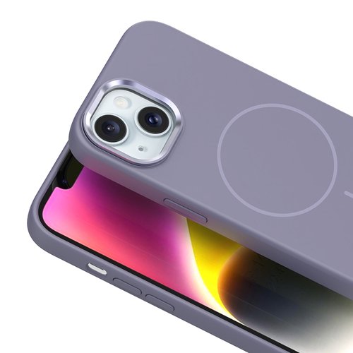 iPhone 14 Kılıf MagSafe Şarj Özellikli Metal Kamera Çerçeveli Edi Silikon Kapak