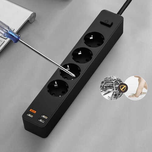 Wiwu PD20W U01EU Power Strip 4lü Priz 3 USB 1 Type-C PD 20W Hızlı Şarj 160 cm Akım Korumalı