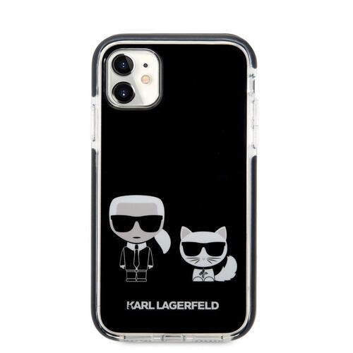 Apple iPhone 11 Kılıf Karl Lagerfeld Kenarları Siyah Silikon K&C Dizayn Kapak