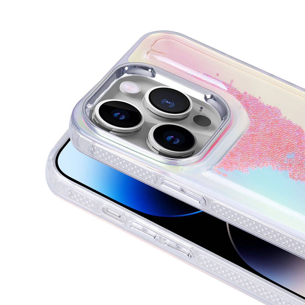 iPhone 14 Pro Kılıf Airbagli Renkli Arka Yüzey Hareketli Boncuk Tasarımlı Silikon Kapak