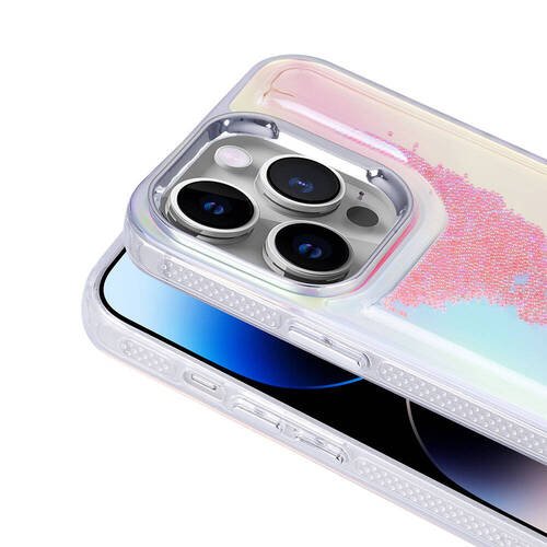 iPhone 14 Pro Max Kılıf Airbagli Renkli Arka Yüzey Hareketli Boncuk Tasarımlı Silikon Kapak