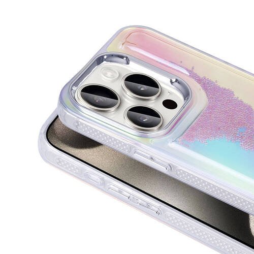 iPhone 15 Pro Kılıf Airbagli Renkli Arka Yüzey Hareketli Boncuk Tasarımlı Silikon Kapak