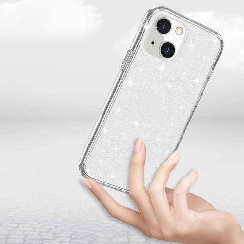 iPhone 13 Kılıf Parlayan Simli Şeffaf Bright Glitter Kapak
