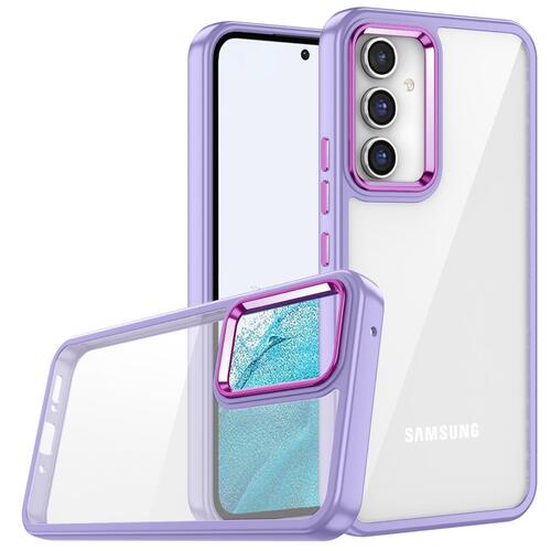 Galaxy A14 Kılıf Akrilik Kaplama Şeffaf Renkli Lens Koruma Çerçeveli Moda Luxury Kapak