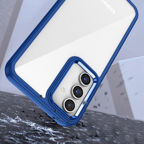 Galaxy A14 Kılıf Akrilik Kaplama Şeffaf Renkli Lens Koruma Çerçeveli Moda Luxury Kapak