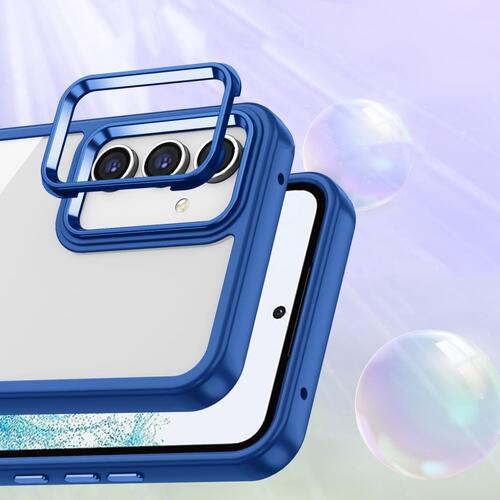 Galaxy A14 Kılıf Akrilik Kaplama Şeffaf Renkli Lens Koruma Çerçeveli Moda Luxury Kapak