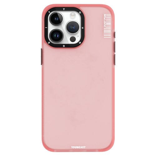 iPhone 15 Pro Max Uyumlu Kılıf Buzlu Mat Tasarım Youngkit Colored Sand Serisi Kapak Pembe