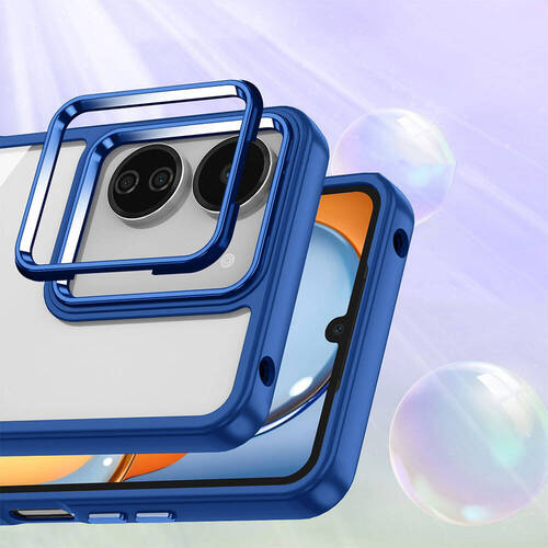 Xiaomi Redmi 13C Kılıf Akrilik Kaplama Şeffaf Renkli Lens Koruma Çerçeveli Moda Luxury Kapak