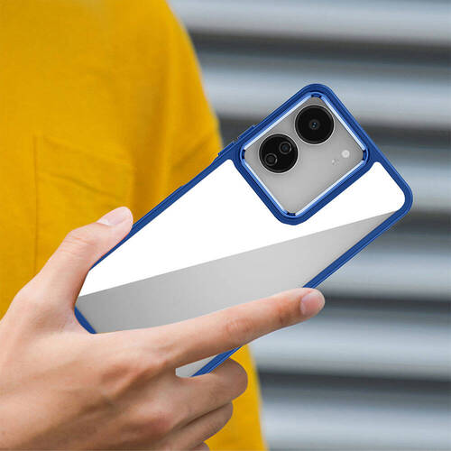 Xiaomi Redmi 13C Kılıf Akrilik Kaplama Şeffaf Renkli Lens Koruma Çerçeveli Moda Luxury Kapak