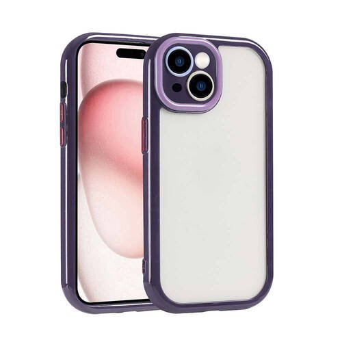 iPhone 15 Kılıf Kamera Korumalı Renkli Kenar ve Çerçeve Tasarımlı Ahenk Kapak