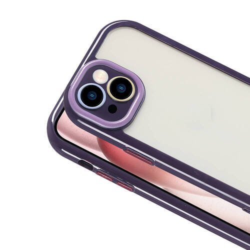 iPhone 15 Kılıf Kamera Korumalı Renkli Kenar ve Çerçeve Tasarımlı Ahenk Kapak