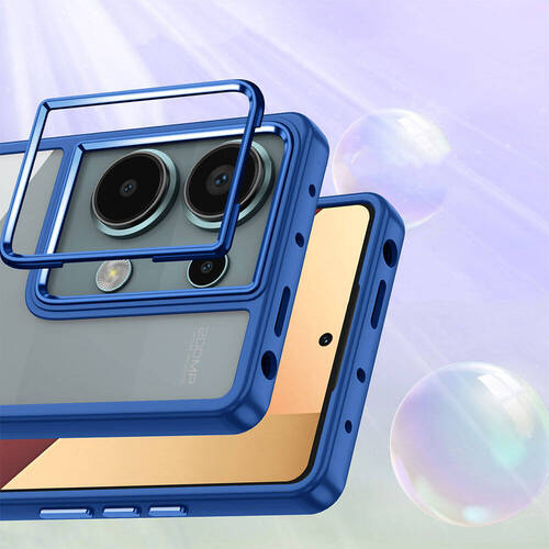 Xiaomi Redmi Note 13 Pro 4G Kılıf Akrilik Kaplama Şeffaf Renkli Lens Koruma Çerçeveli Moda Luxury Kapak