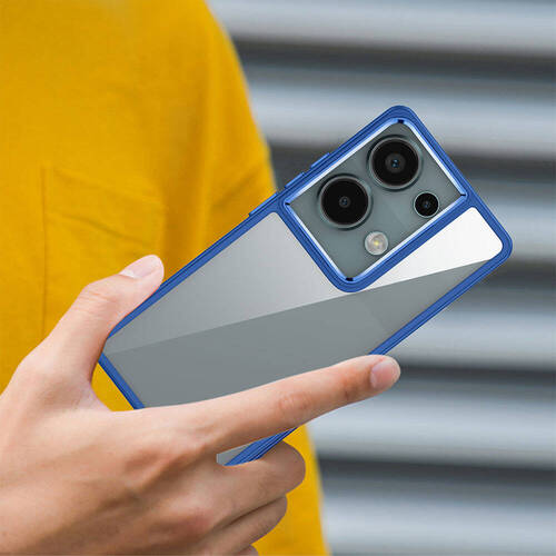 Xiaomi Redmi Note 13 Pro 4G Kılıf Akrilik Kaplama Şeffaf Renkli Lens Koruma Çerçeveli Moda Luxury Kapak