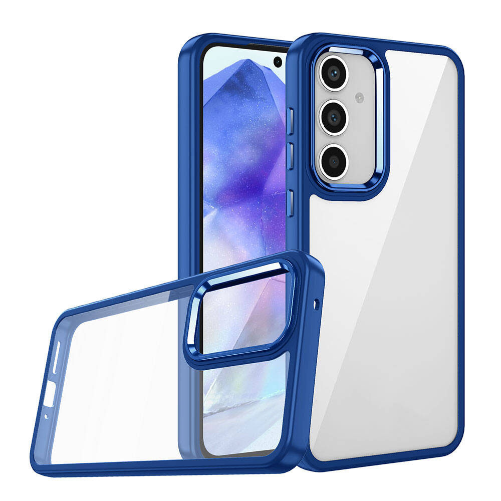 Galaxy A05S Kılıf Akrilik Kaplama Şeffaf Renkli Lens Koruma Çerçeveli Moda Luxury Kapak