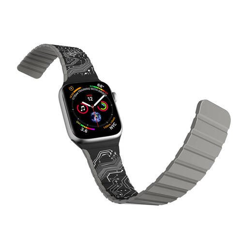 Apple Watch 38mm Kordon Youngkit Technological Magnetik Tak Çıkar Silikon Strap Kayış