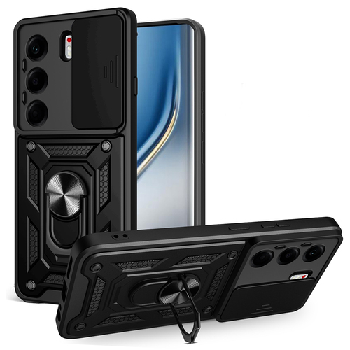 Tecno Camon 40 Pro 4G Kılıf Magnetik Standlı Kamera Korumalı Sürgülü Vega Kapak