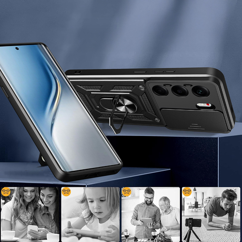 Tecno Camon 40 Pro 4G Kılıf Magnetik Standlı Kamera Korumalı Sürgülü Vega Kapak