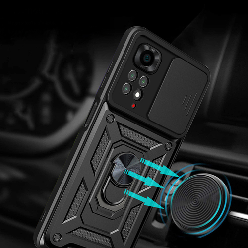 Xiaomi Redmi Note 11S Global Kılıf Magnetik Standlı Kamera Korumalı Sürgülü Vega Kapak