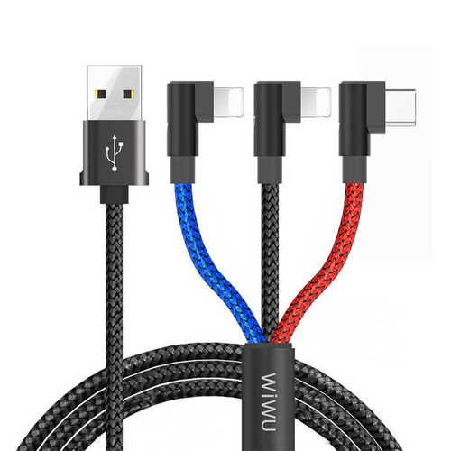 Wiwu YZ106 2 Lightning + 1 Type-C Usb Hızlı Şarj Kablo
