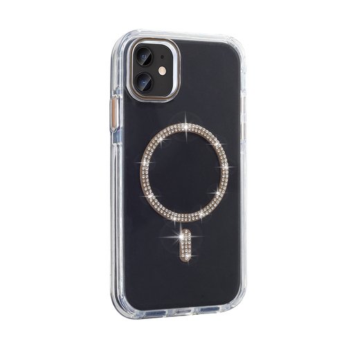 iPhone 11 Kılıf Taşlı Tasarım Magsafe Şarj Özellikli Glittering Design Silikon Kapak