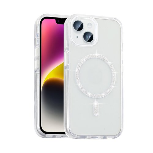 iPhone 13 Kılıf Taşlı Tasarım Magsafe Şarj Özellikli Glittering Design Silikon Kapak