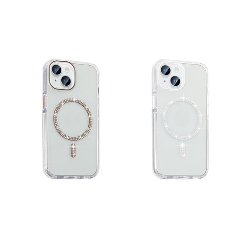 iPhone 13 Kılıf Taşlı Tasarım Magsafe Şarj Özellikli Glittering Design Silikon Kapak