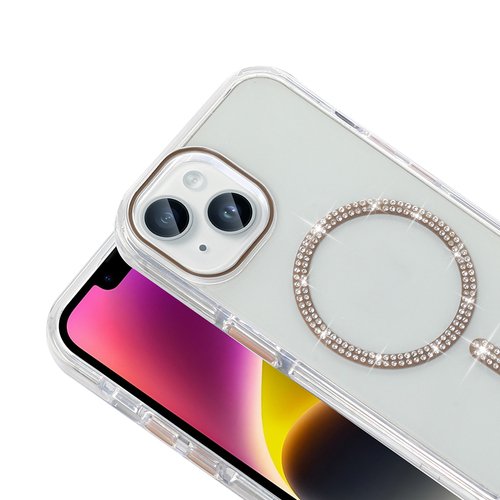iPhone 13 Kılıf Taşlı Tasarım Magsafe Şarj Özellikli Glittering Design Silikon Kapak