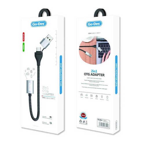 2 in 1 Go Des GD-UC316 Type-C ve USB Arayüzlü OTG Kablo