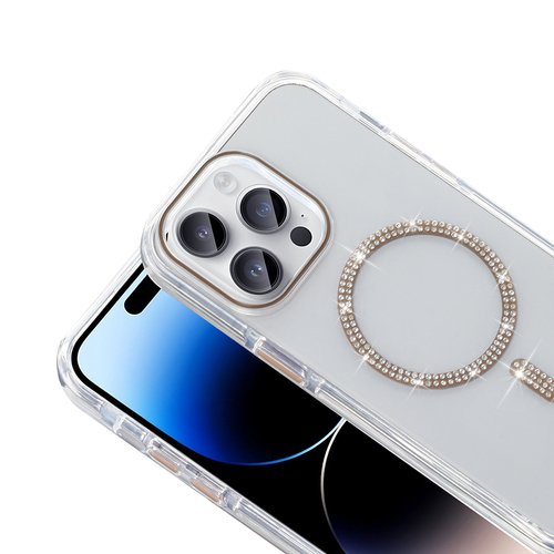 iPhone 14 Pro Max Kılıf Taşlı Tasarım Magsafe Şarj Özellikli Glittering Design Silikon Kapak