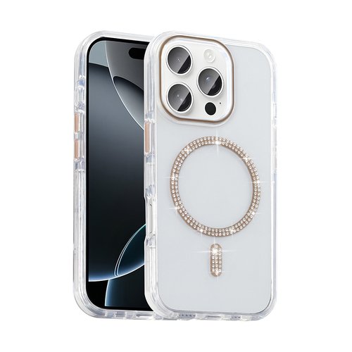 iPhone 15 Pro Kılıf Taşlı Tasarım Magsafe Şarj Özellikli Glittering Design Silikon Kapak
