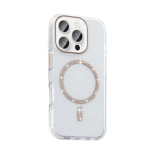 iPhone 15 Pro Max Kılıf Taşlı Tasarım Magsafe Şarj Özellikli Glittering Design Silikon Kapak
