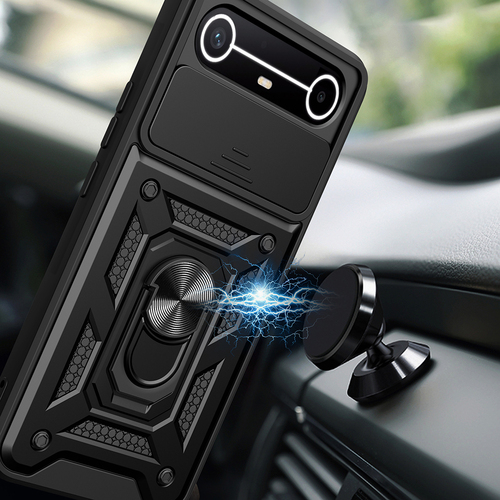 Tecno Spark Slim 5G Kılıf Magnetik Standlı Kamera Korumalı Sürgülü Vega Kapak