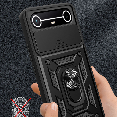Tecno Spark Slim 5G Kılıf Magnetik Standlı Kamera Korumalı Sürgülü Vega Kapak