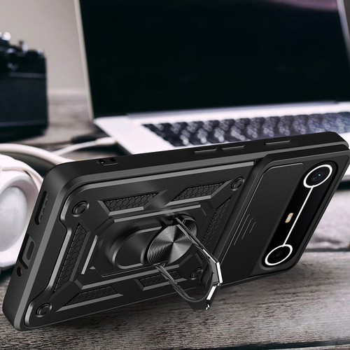Tecno Spark Slim 5G Kılıf Magnetik Standlı Kamera Korumalı Sürgülü Vega Kapak