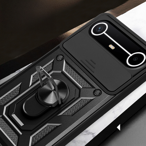 Tecno Spark Slim 5G Kılıf Magnetik Standlı Kamera Korumalı Sürgülü Vega Kapak