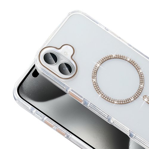 iPhone 16 Plus Kılıf Taşlı Tasarım Magsafe Şarj Özellikli Glittering Design Silikon Kapak