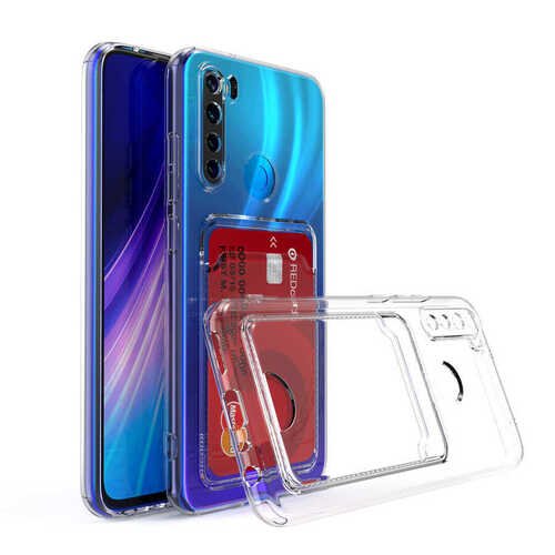 Xiaomi Redmi Note 8 Kılıf Şeffaf Kartlıklı Kamera Korumalı Silikon