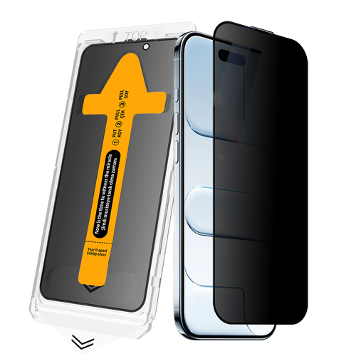 iPhone 15 Ekran Koruyucu 2.5D Oliv Privacy Hayalet Temperli Cam + Kolay Uygulama Aparatı