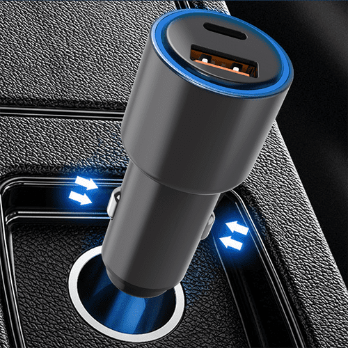 Wiwu 2.4A 3.0 USB ve PD Hızlı Şarj Çıkışlı Led Işıklı Araç Şarjı