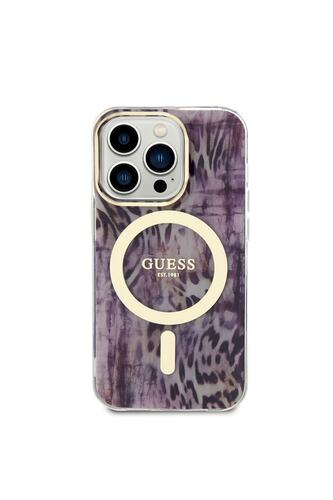 iPhone 14 Pro Max Uyumlu Kılıf GUESS Magsafe Şarj Özellikli Leopar Desenli Kapak