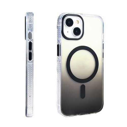 iPhone 14 Kılıf Magsafe Şarj Özellikli Transparan Renk Geçişli Gradient Luxury Kapak