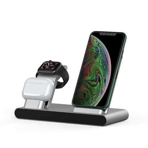 Wiwu MF500 Power Air 3 in 1 Kablosuz Şarj Standı iPhone Airpods Apple Watch Wireless Şarj İstasyonu