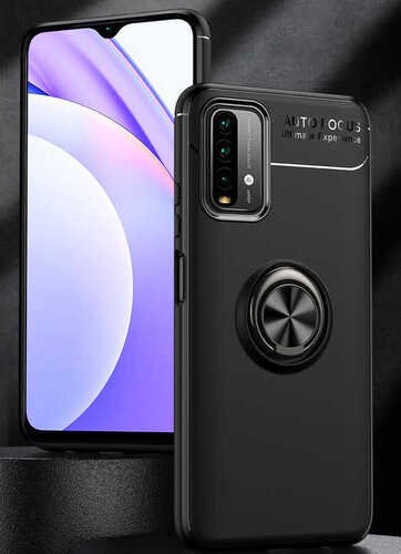 Xiaomi Redmi 9T Kılıf Standlı Yüzüklü Manyetik Silikon