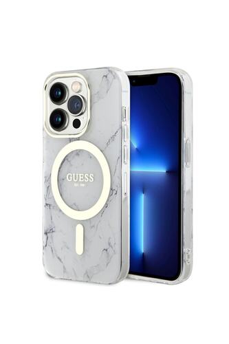 iPhone 14 Pro Max Uyumlu Kılıf GUESS Magsafe Şarj Özellikli Mermer Desenli Kapak