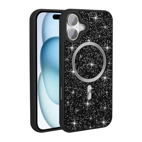 Apple iPhone 17 Kılıf Pırlanta Taşlı Tasarımlı Magsafe Şarj Özellikli Mozaik Silikon Kapak