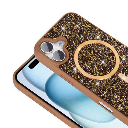 Apple iPhone 17 Kılıf Pırlanta Taşlı Tasarımlı Magsafe Şarj Özellikli Mozaik Silikon Kapak