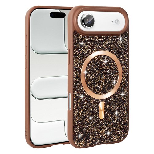 Apple iPhone 17 Air Kılıf Pırlanta Taşlı Tasarımlı Magsafe Şarj Özellikli Mozaik Silikon Kapak