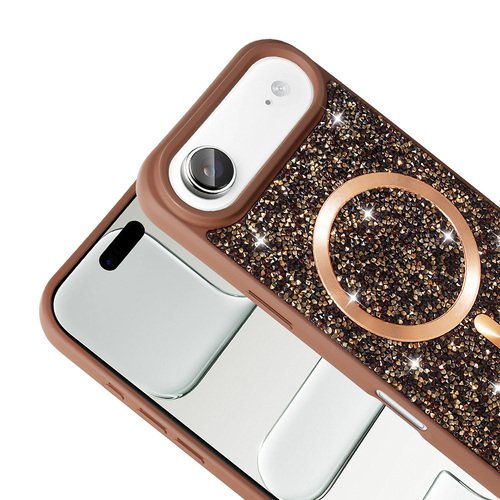 Apple iPhone 17 Air Kılıf Pırlanta Taşlı Tasarımlı Magsafe Şarj Özellikli Mozaik Silikon Kapak